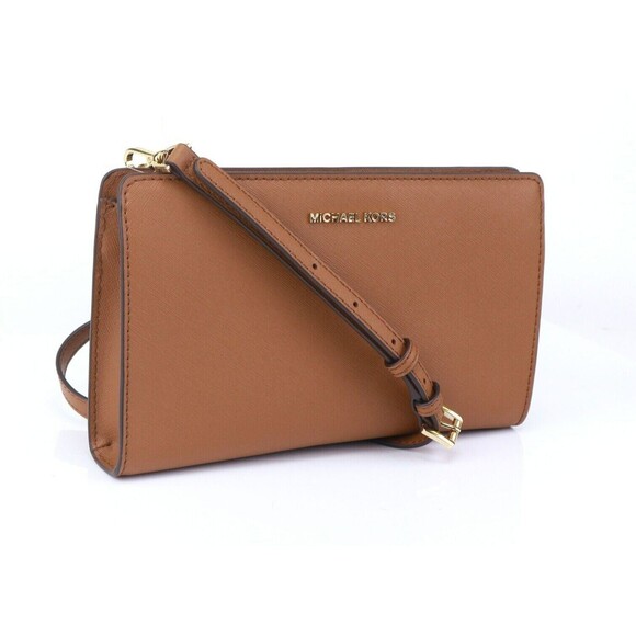 NWT Michael Kors Jet Set Travel Large Crossbody Clutch Bag LUGGAGE - Picture 7 of 12